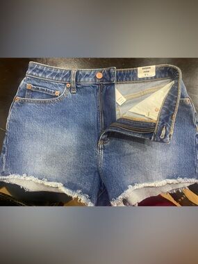 PINK Victoria's Secret Denim Frayed Hem Jean Shorts - Blue